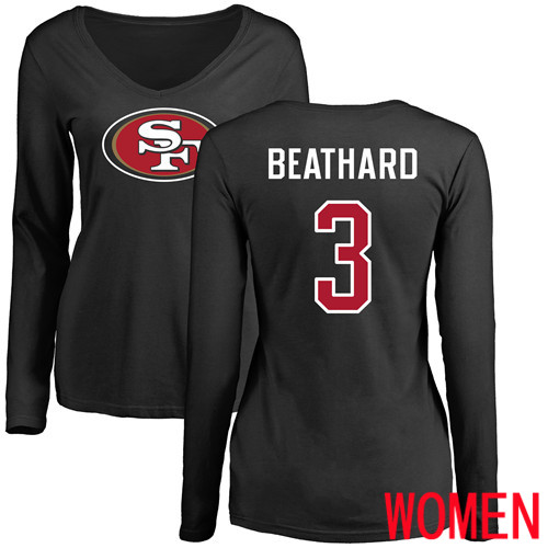 San Francisco 49ers Black Women C. J. Beathard Name and Number Logo #3 Long Sleeve